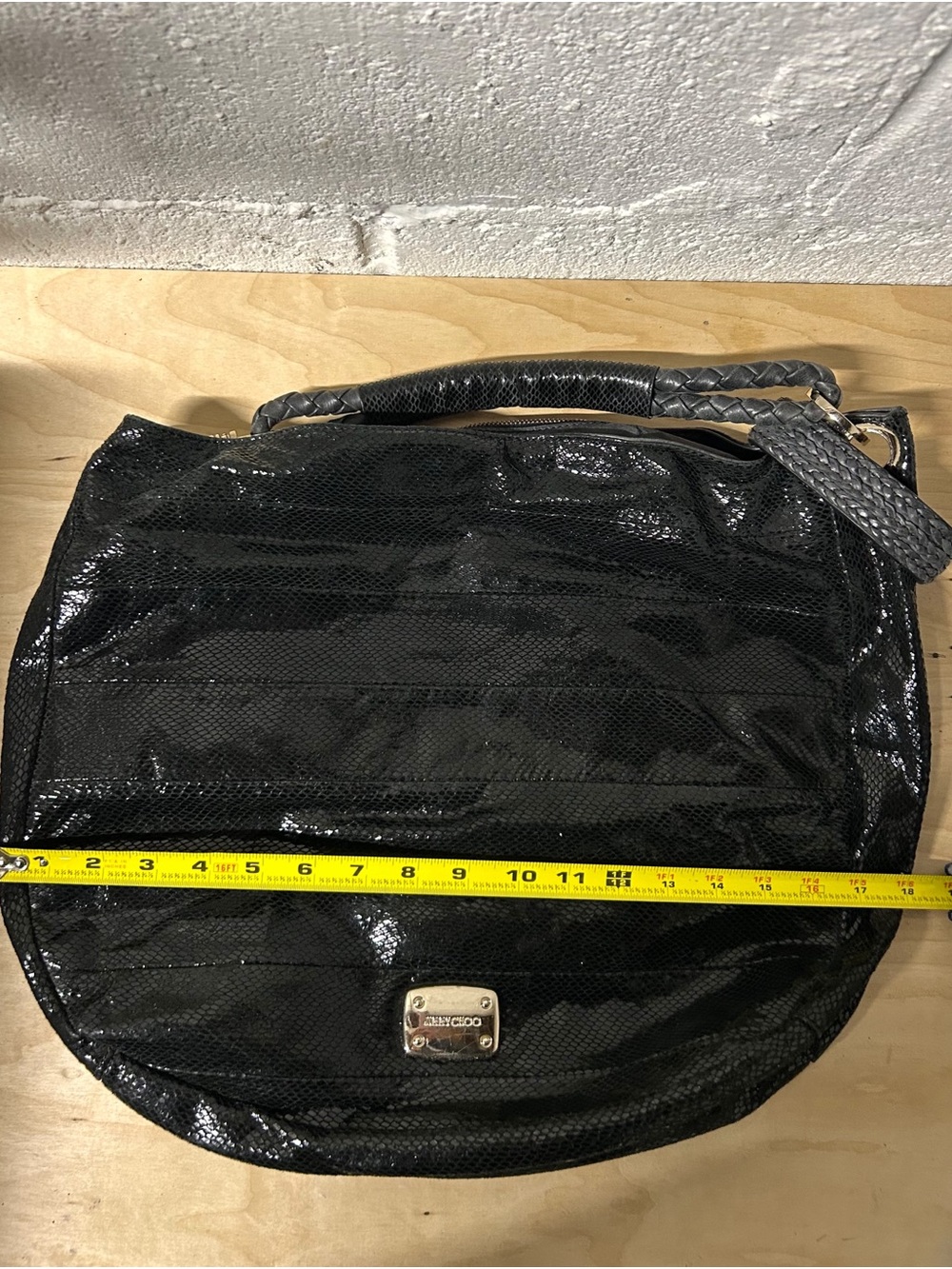 JIMMY CHOO Snake Print Patent Leather Large Hobo Shoulder Bag EUC - Picture 8 of 14